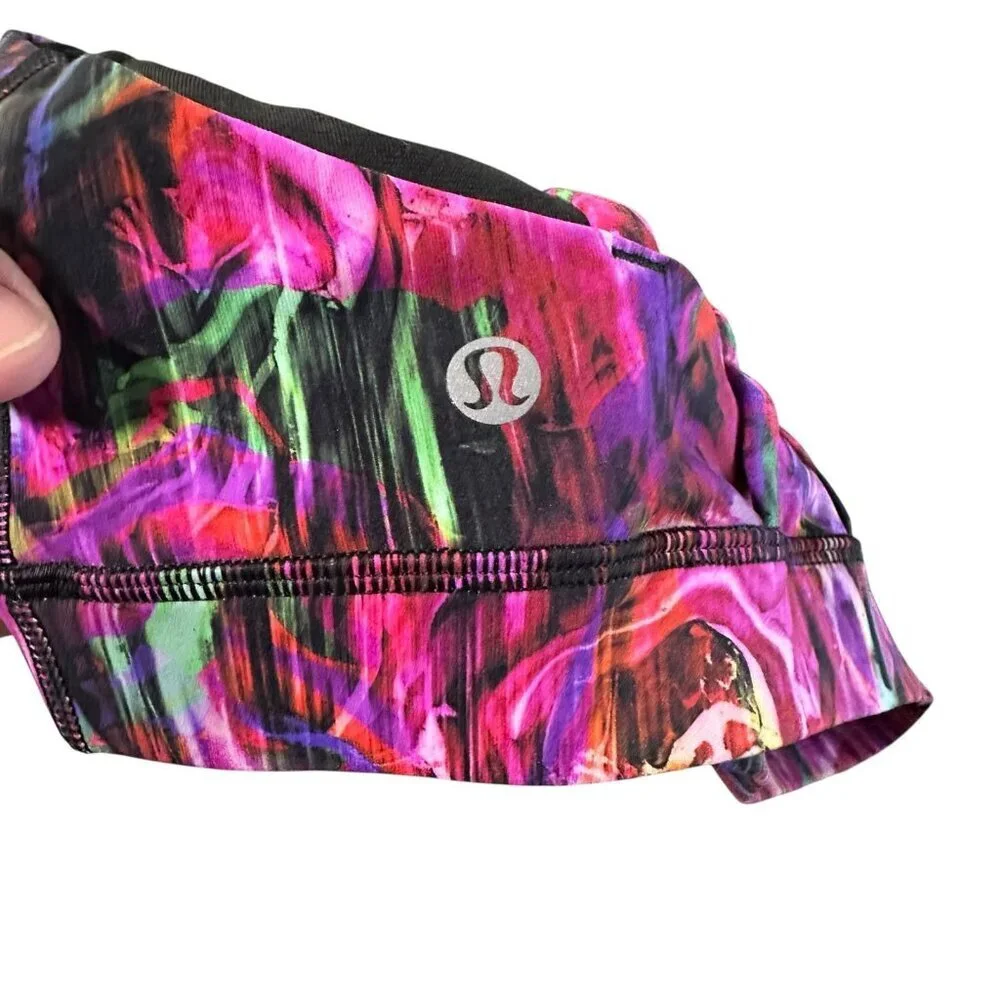 Lululemon Hyper Flow Pink Multi Energy Sports Bra Women’s Size 4 W2DEOS Yoga Gym